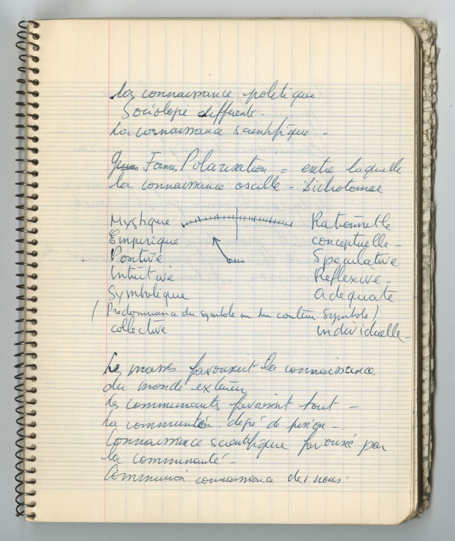 Ruwen Ogien. Notes de travail. s.d., Archives Ruwen Ogien/Imec.