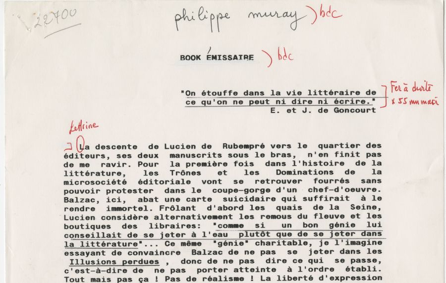 Book émissaire. À propos de Balzac. Philippe Muray.