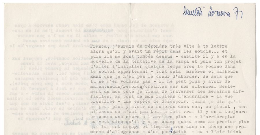 Lettre d'Hélène Legotien à Franca Madonia